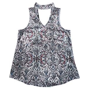 By & By Blouse Womens Medium Velvet Choker Neck Paisley Whimsical Fairycore Top